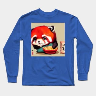 Kawaii Red Panda Eating Ramen Long Sleeve T-Shirt